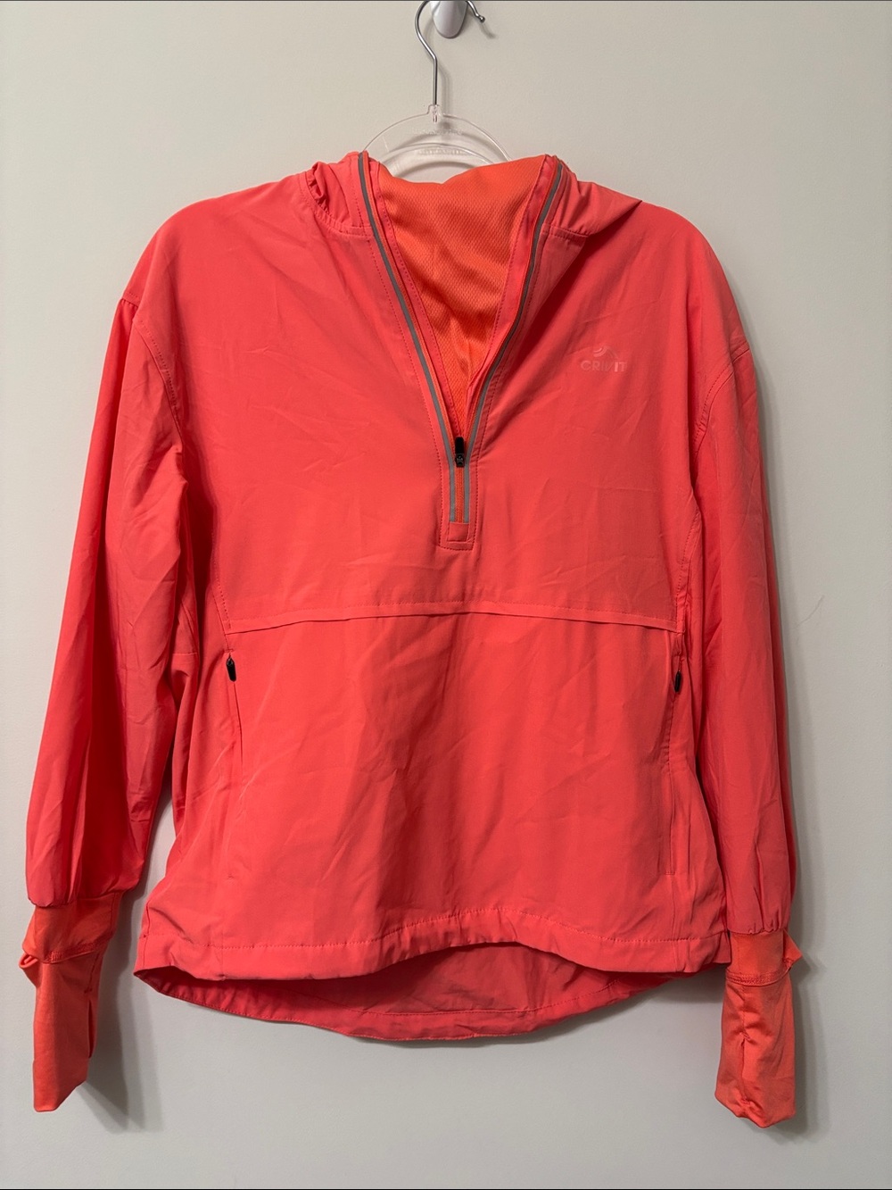 Women's Coral Quarter-Zip Hooded Pullover Sweatshirt